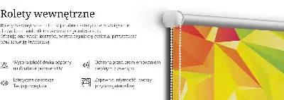 Blackout roller blind for window with colorful origami pattern