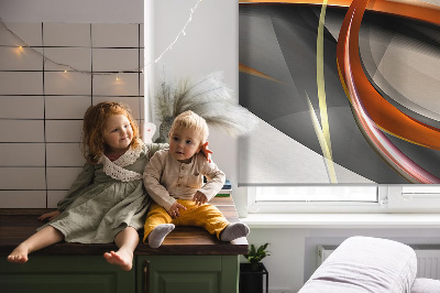 Fabric roller blind for window Orange line pattern