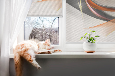 Fabric roller blind for window Orange line pattern