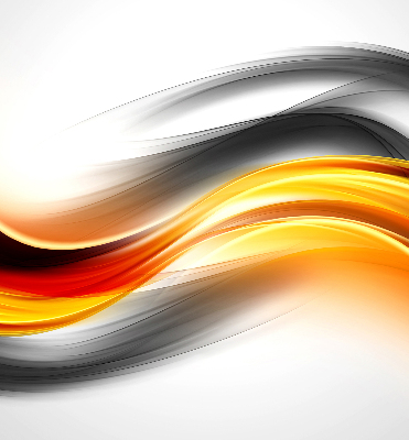 Blackout roller blind with orange waves pattern