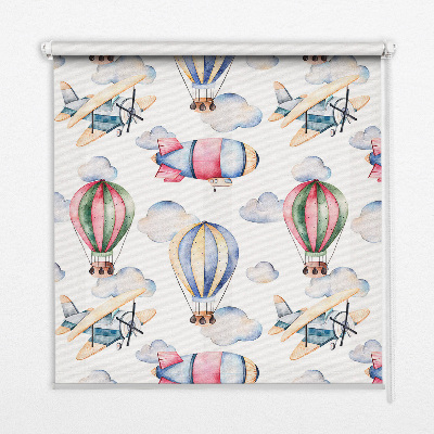 Fabric roller blind for window airships and balloons print