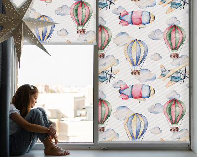 Fabric roller blind for window airships and balloons print