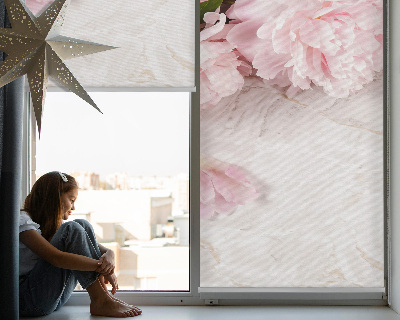 Fabric roller blind for window Flowers
