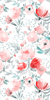 Blackout roller blind for window pink poppy pattern