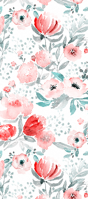 Blackout roller blind for window pink poppy pattern