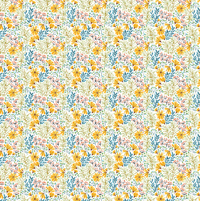 Fabric roller blind for window with a flowers pattern