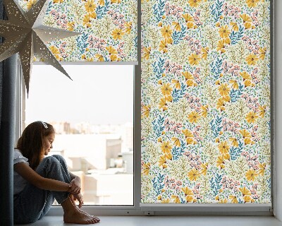 Fabric roller blind for window Flowers