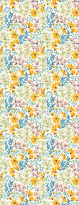 Fabric roller blind for window with a flowers pattern