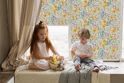 Fabric roller blind for window Flowers