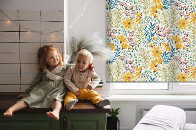 Fabric roller blind for window Flowers