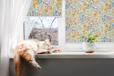 Fabric roller blind for window Flowers