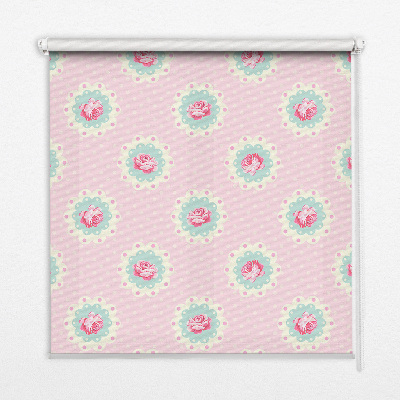 Blackout roller blind with a roses pattern