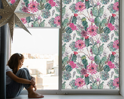Blackout roller blind for window Cactus flower