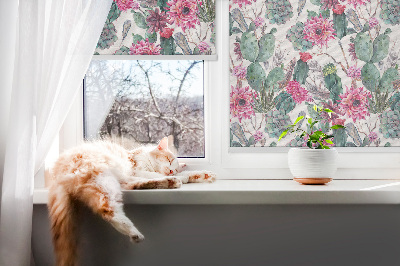 Blackout roller blind cactus flower print