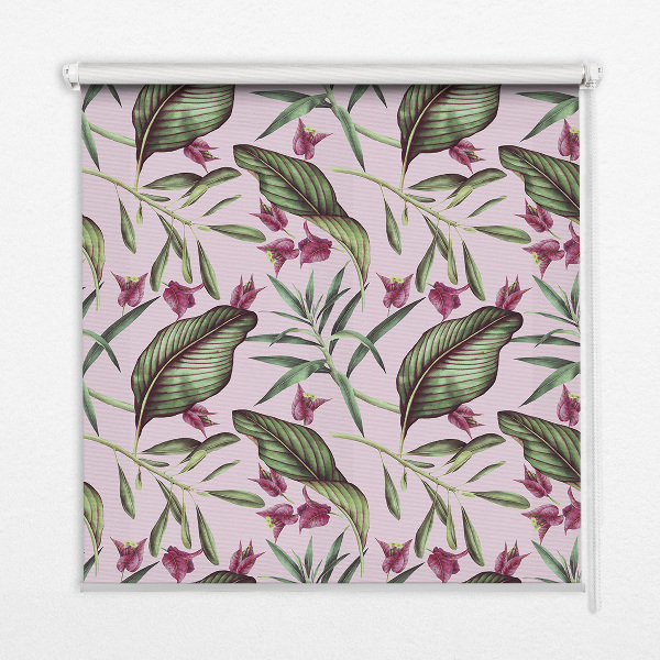 Blackout roller blind Tropical leaves