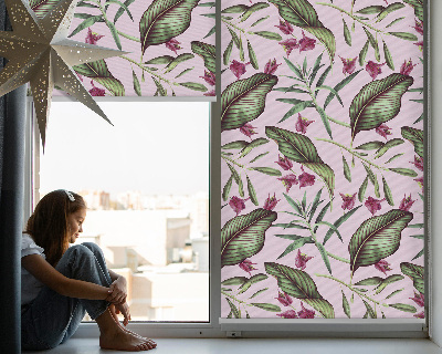 Blackout roller blind tropical leaves print
