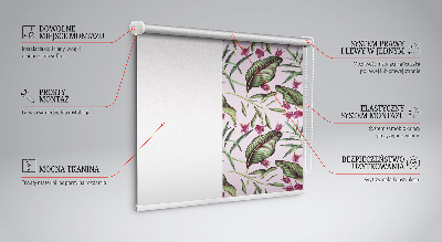 Blackout roller blind tropical leaves print