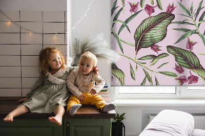 Blackout roller blind Tropical leaves