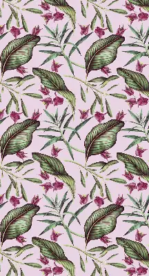 Blackout roller blind tropical leaves print
