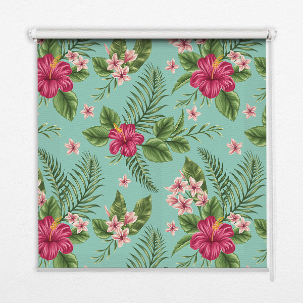 Fabric roller blind for window Exotic plants
