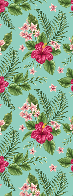 Fabric roller blind for window Exotic plants