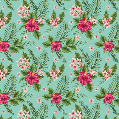 Fabric roller blind for window Exotic plants