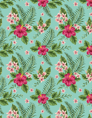 Fabric roller blind for window Exotic plants