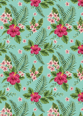 Fabric roller blind for window Exotic plants