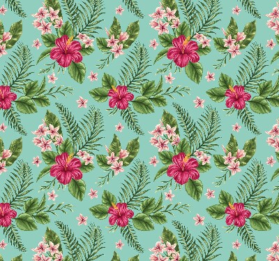 Fabric roller blind for window Exotic plants