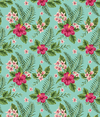 Fabric roller blind for window Exotic plants