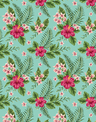 Fabric roller blind for window Exotic plants