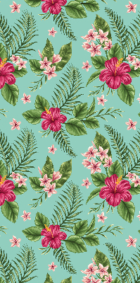 Fabric roller blind for window Exotic plants