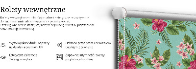Fabric roller blind for window Exotic plants
