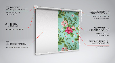 Fabric roller blind for window Exotic plants
