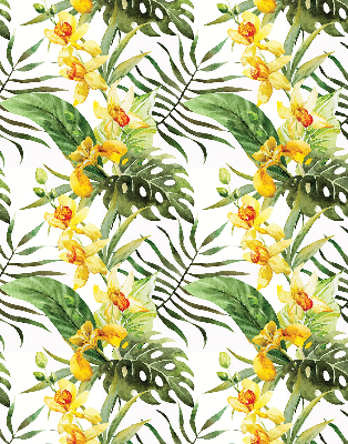 Blackout roller blind with yellow flower print