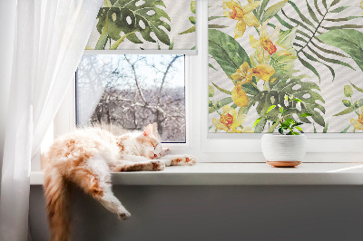Blackout roller blind Yellow flower