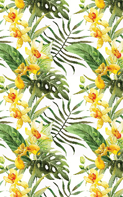 Blackout roller blind with yellow flower print