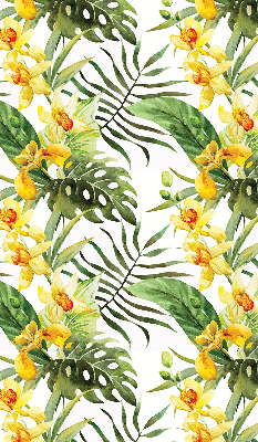 Blackout roller blind with yellow flower print