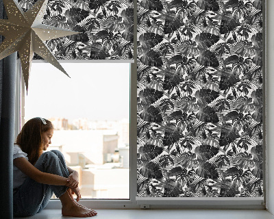 Blackout roller blind for window Gray leaves