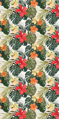 Fabric roller blind for window Tropical flowers and leaves