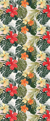 Fabric roller blind for window Tropical flowers and leaves