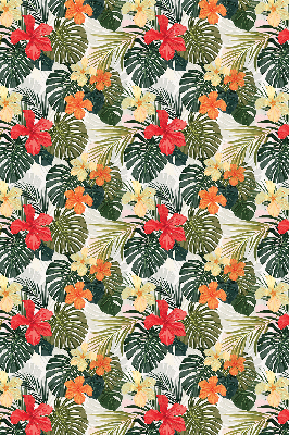 Fabric roller blind for window Tropical flowers and leaves
