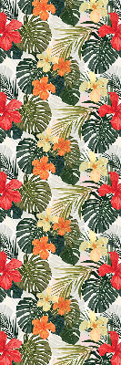 Fabric roller blind for window Tropical flowers and leaves