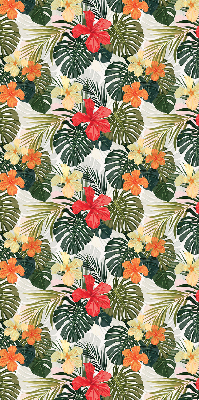 Fabric roller blind for window Tropical flowers and leaves