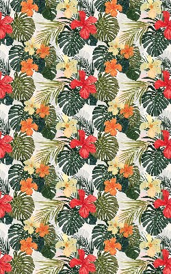 Fabric roller blind for window Tropical flowers and leaves