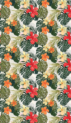 Fabric roller blind for window Tropical flowers and leaves