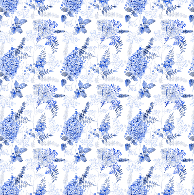 Blackout roller blind for window Blue flowers