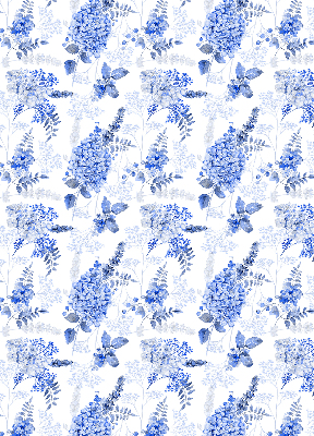 Blackout roller blind for window Blue flowers