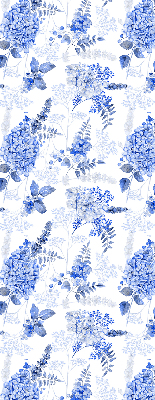 Blackout roller blind for window Blue flowers