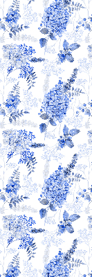 Blackout window roller blind with blue flowers pattern